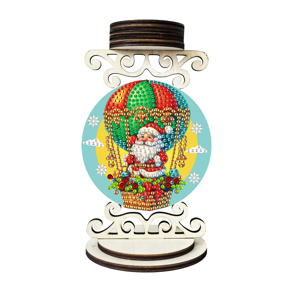 Wooden Special Shaped Santa Claus 5D DIY Diamond Handmade Candlestick for Home