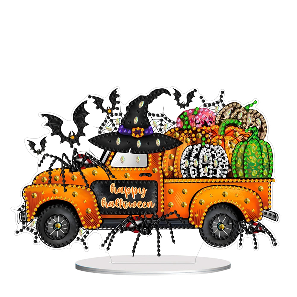 PET Halloween Pumpkin Car Desktop Diamond Art Kit Diamond Painting Desktop Decor