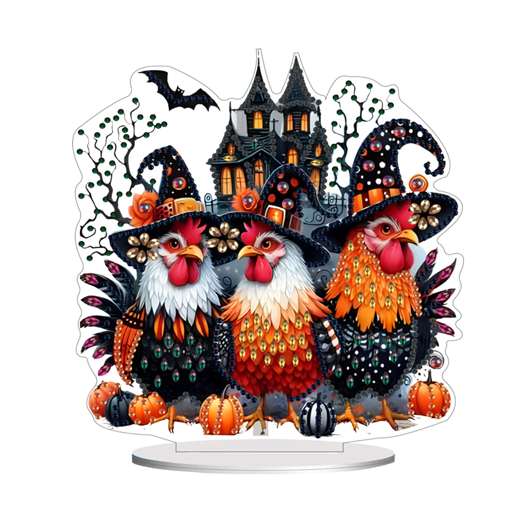 PET Halloween Chicken Desktop Diamond Art Kits Diamond Painting Desktop Decor