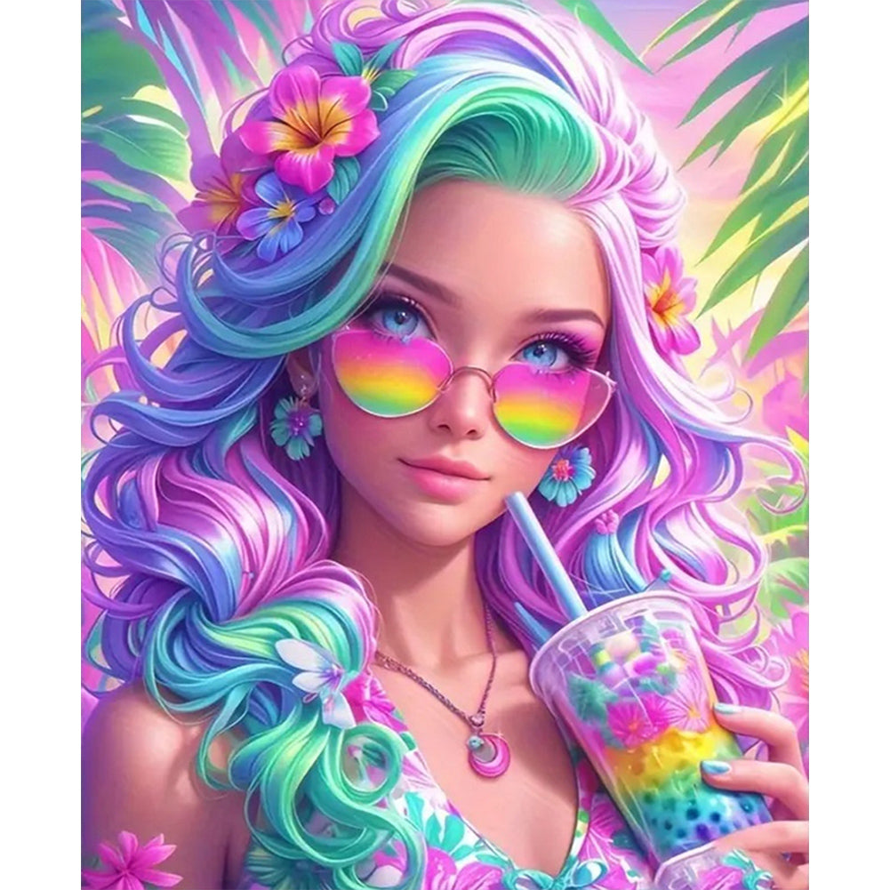 Diamond Painting - Full Round - Colorful girl (45*55CM)