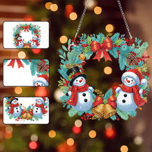 Load image into Gallery viewer, Christmas Acrylic Single-Side Diamond Painting Hanging Pendant (Snowman Wreath)

