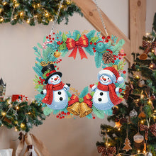 Load image into Gallery viewer, Christmas Acrylic Single-Side Diamond Painting Hanging Pendant (Snowman Wreath)
