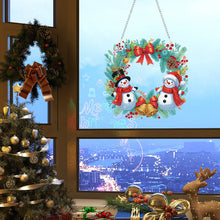 Load image into Gallery viewer, Christmas Acrylic Single-Side Diamond Painting Hanging Pendant (Snowman Wreath)
