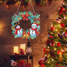 Load image into Gallery viewer, Christmas Acrylic Single-Side Diamond Painting Hanging Pendant (Snowman Wreath)
