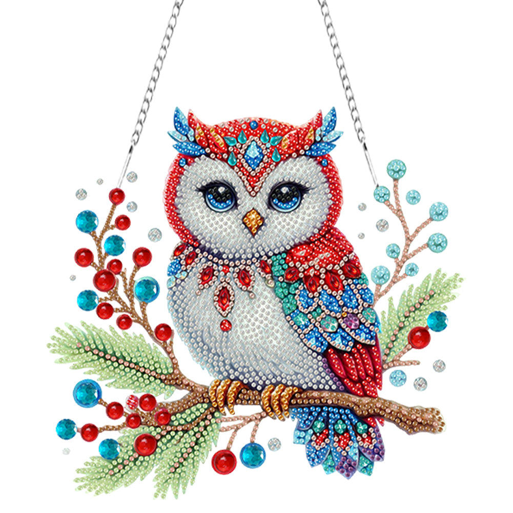 Christmas Acrylic Single-Side Diamond Painting Hanging Pendant Decor (Owl)