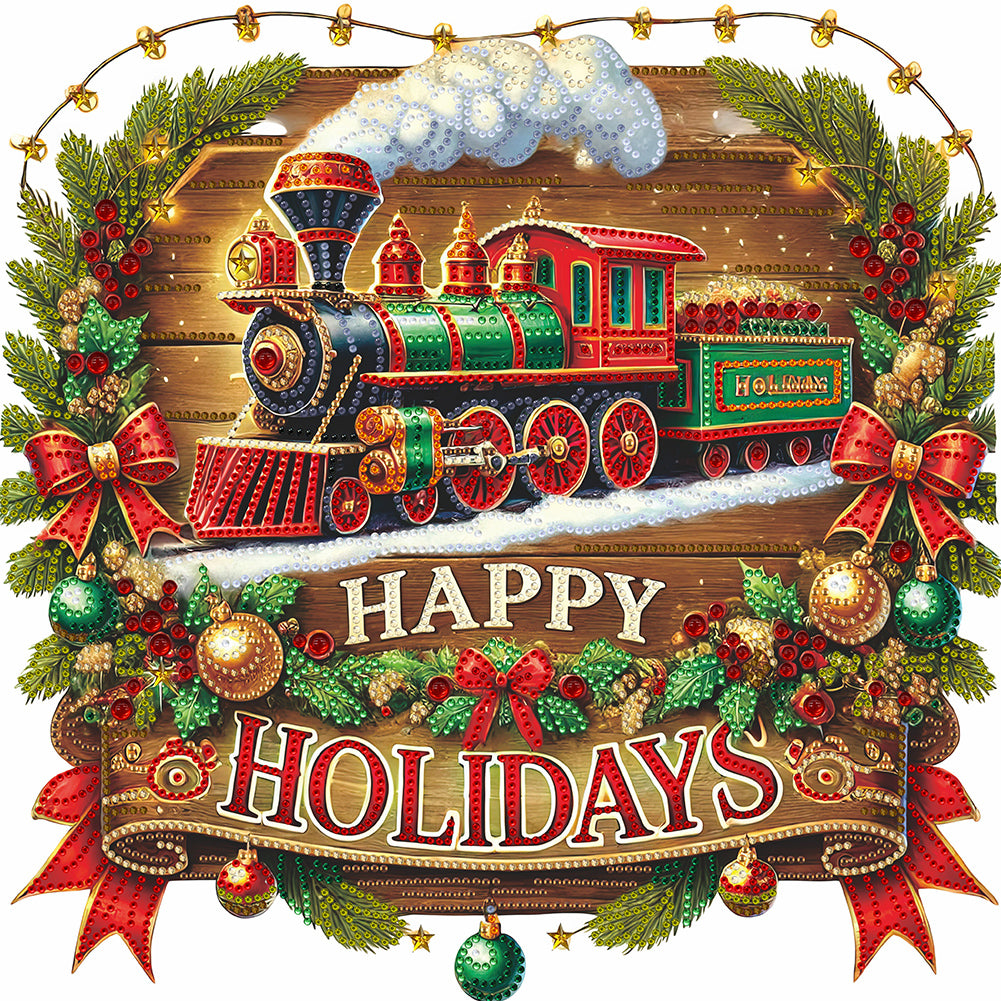 Diamond Painting - Partial Special Shaped - Christmas train (40*40CM)
