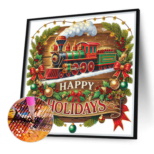 Diamond Painting - Partial Special Shaped - Christmas train (40*40CM)