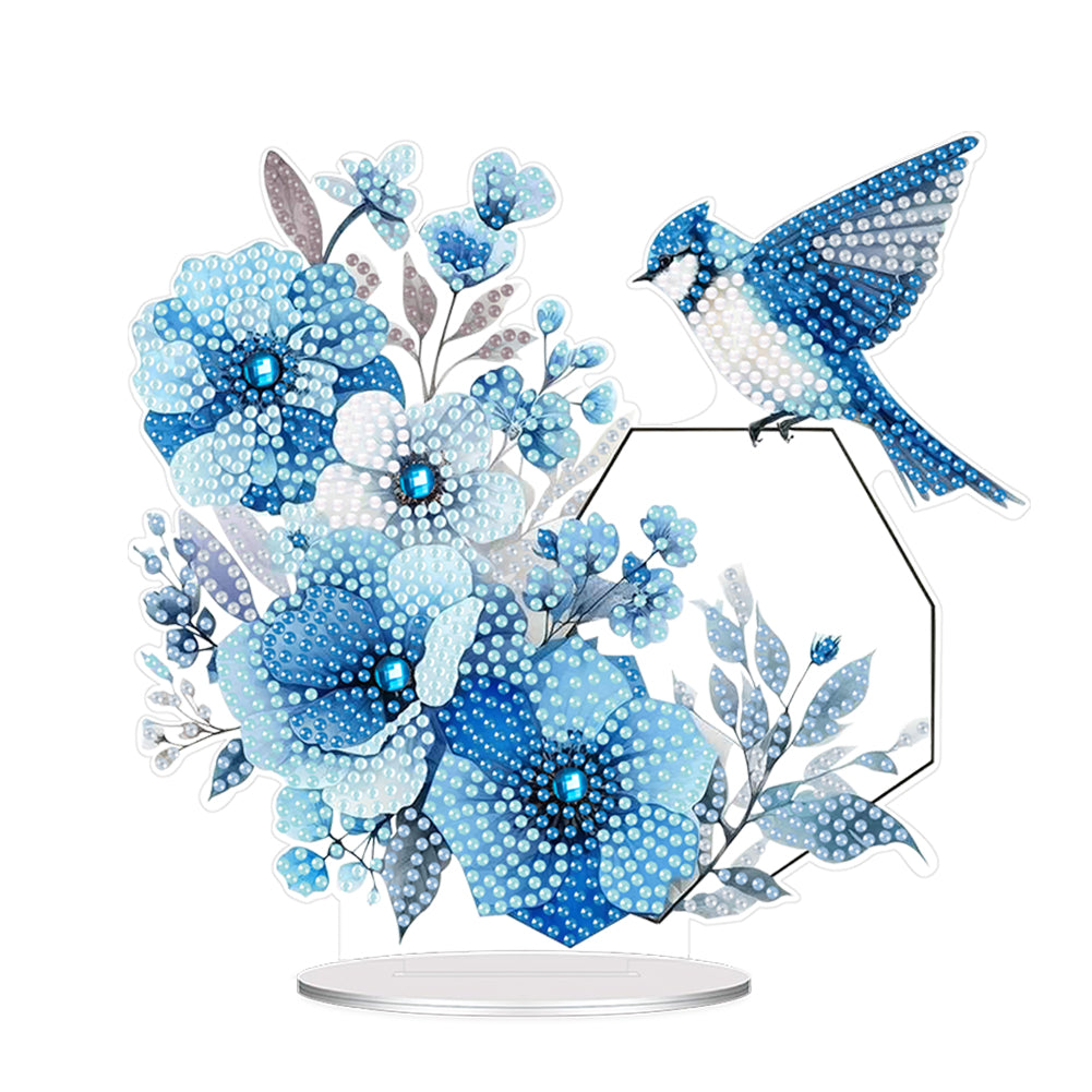 Christmas Table Top Diamond Painting Ornament Kits for Home Decor (Blue Tit)