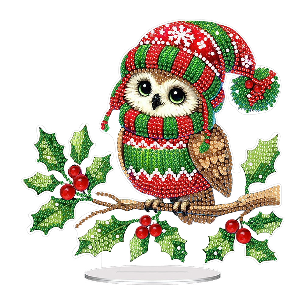 Christmas Table Top Diamond Painting Ornament Kits for Home Decor (Xmas Owl)