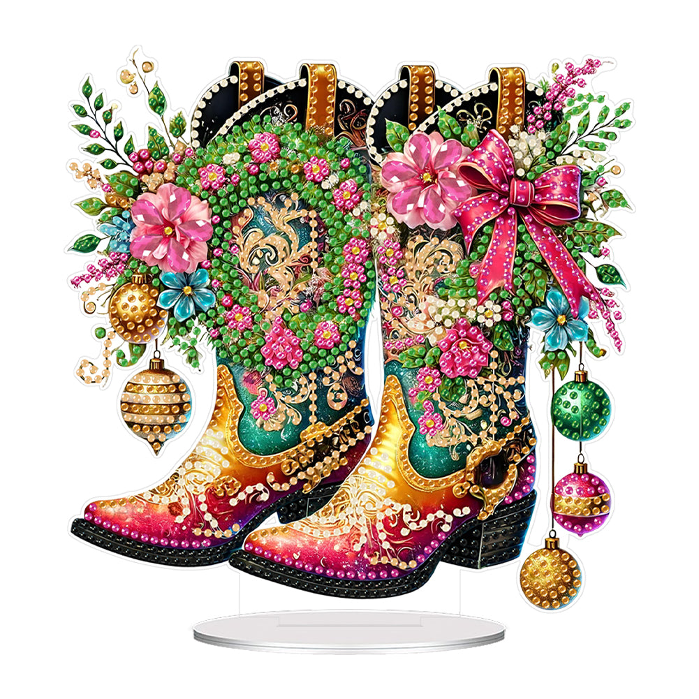 Christmas Table Top Diamond Painting Ornament Kits for Home Decor (Xmas Boots)