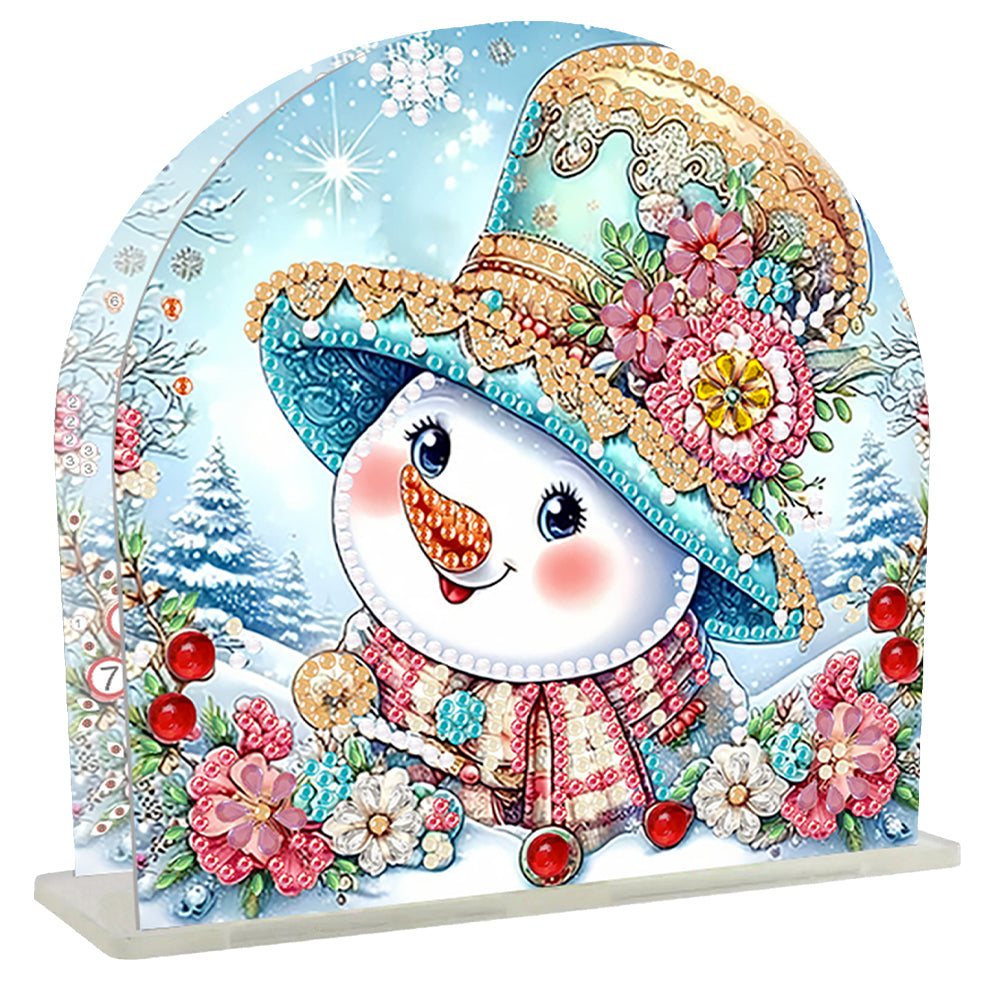 Christmas Acrylic DIY Diamond Art Painting Napkin Holder Set (Christmas Snowman)