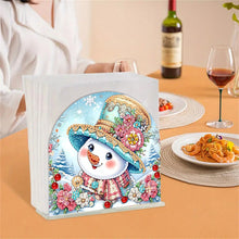 Load image into Gallery viewer, Christmas Acrylic DIY Diamond Art Painting Napkin Holder Set (Christmas Snowman)
