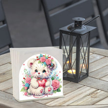 Load image into Gallery viewer, Christmas Acrylic DIY 5D Diamond Art Painting Napkin Holder Set (Rose Bear)
