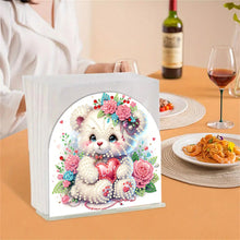 Load image into Gallery viewer, Christmas Acrylic DIY 5D Diamond Art Painting Napkin Holder Set (Rose Bear)

