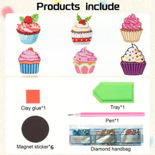 Load image into Gallery viewer, 6Pcs Acrylic Colorful Cupcakes 5D DIY Diamond Art Magnets Crafts for Adults Kids
