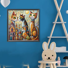 Load image into Gallery viewer, Diamond Painting - Full Round - Fantasy abstract cat city (40*40CM)
