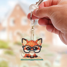 Load image into Gallery viewer, 6Pcs Acrylic Double Sided Animals Diamond Art Keyring Diamond Art Craft Keychain

