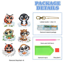 Load image into Gallery viewer, 6Pcs Acrylic Double Sided Animals Diamond Art Keyring Diamond Art Craft Keychain
