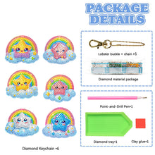 Load image into Gallery viewer, 6Pcs Acrylic Double Sided Animals Diamond Art Keyring Diamond Art Craft Keychain

