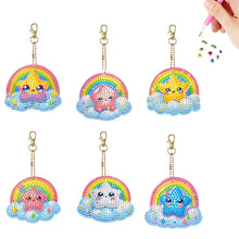 Load image into Gallery viewer, 6Pcs Acrylic Double Sided Animals Diamond Art Keyring Diamond Art Craft Keychain

