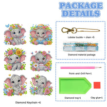 Load image into Gallery viewer, 6Pcs Acrylic Double Sided Animals Diamond Art Keyring Diamond Art Craft Keychain
