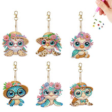 Load image into Gallery viewer, 6Pcs Acrylic Double Sided Animals Diamond Art Keyring Diamond Art Craft Keychain
