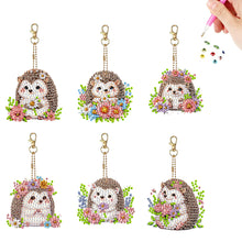 Load image into Gallery viewer, 6Pcs Acrylic Double Sided Animals Diamond Art Keyring Diamond Art Craft Keychain
