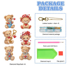 Load image into Gallery viewer, 6Pcs Acrylic Double Sided Animals Diamond Art Keyring Diamond Art Craft Keychain
