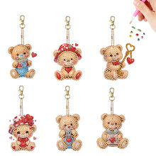 Load image into Gallery viewer, 6Pcs Acrylic Double Sided Animals Diamond Art Keyring Diamond Art Craft Keychain
