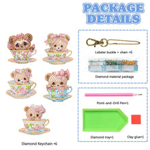 Load image into Gallery viewer, 5Pcs Acrylic Double Sided Cute Bear Diamond Painting Keychain for Party Supplies
