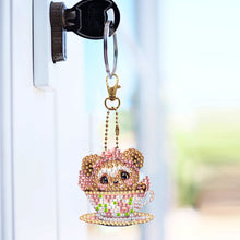 Load image into Gallery viewer, 5Pcs Acrylic Double Sided Cute Bear Diamond Painting Keychain for Party Supplies
