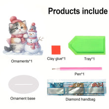 Load image into Gallery viewer, Acrylic Calico Cat Snowman Diamond Painting Desktop Decorations for Beginner

