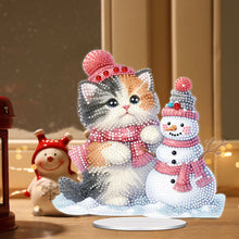 Load image into Gallery viewer, Acrylic Calico Cat Snowman Diamond Painting Desktop Decorations for Beginner
