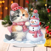 Load image into Gallery viewer, Acrylic Calico Cat Snowman Diamond Painting Desktop Decorations for Beginner
