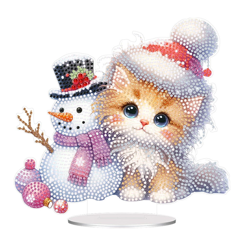 Acrylic Orange Cat Snowman Diamond Painting Desktop Decorations for Beginner