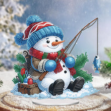 Load image into Gallery viewer, Acrylic Fishing Snowman 5D DIY Diamond Painting Desktop Decorations for Beginner
