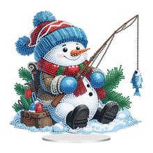 Load image into Gallery viewer, Acrylic Fishing Snowman 5D DIY Diamond Painting Desktop Decorations for Beginner
