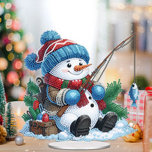 Load image into Gallery viewer, Acrylic Fishing Snowman 5D DIY Diamond Painting Desktop Decorations for Beginner
