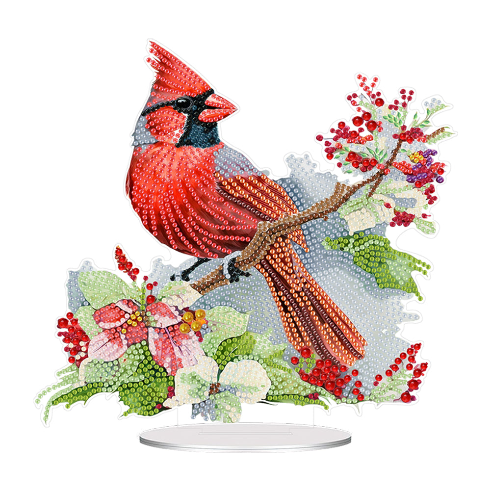 Acrylic Christmas Cardinal Diamond Painting Desktop Decorations for Beginner