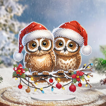 Load image into Gallery viewer, Acrylic Santa Hat Double Owl Diamond Painting Desktop Decorations for Beginner
