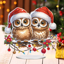 Load image into Gallery viewer, Acrylic Santa Hat Double Owl Diamond Painting Desktop Decorations for Beginner

