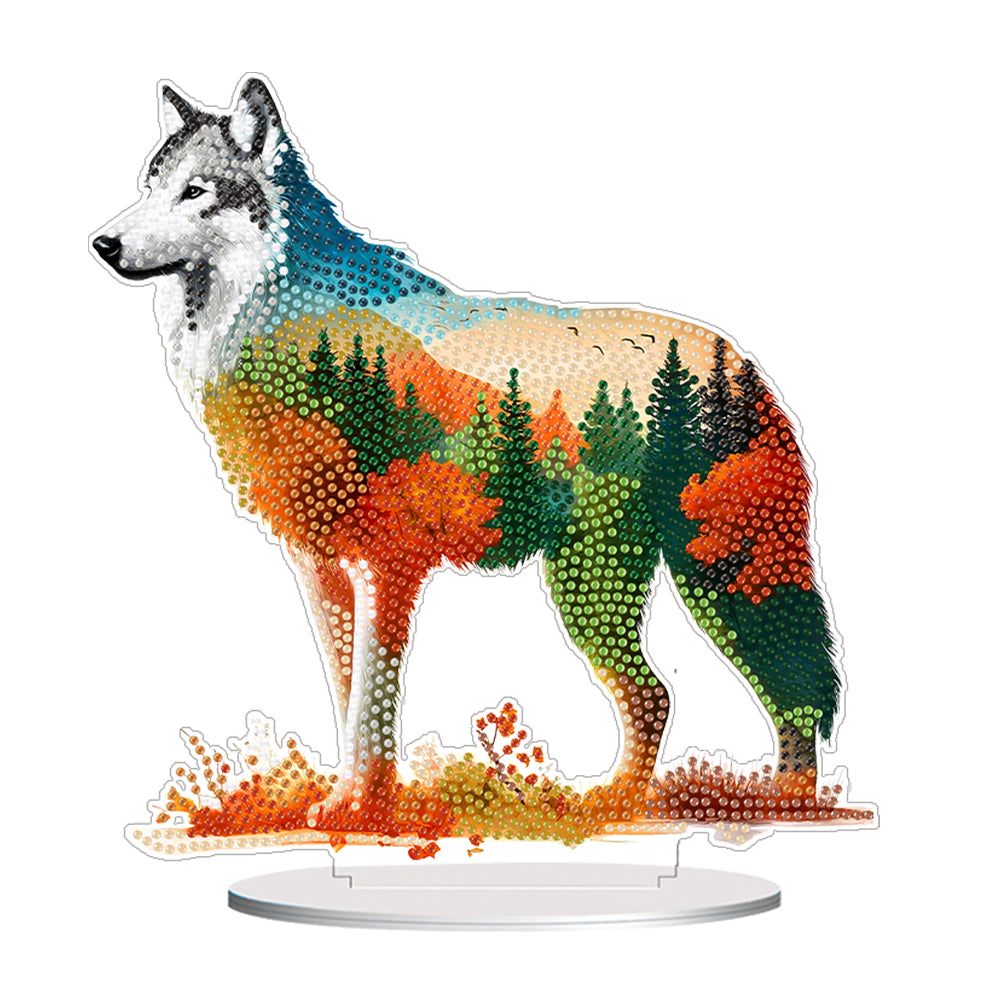 Acrylic Forest Wolf Dog 5D DIY Diamond Painting Desktop Decorations for Beginner