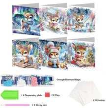 Load image into Gallery viewer, 6Pcs Christmas Elk Diamond Handmade Card Diamond Daily Wish Card for Adults Kids
