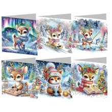Load image into Gallery viewer, 6Pcs Christmas Elk Diamond Handmade Card Diamond Daily Wish Card for Adults Kids
