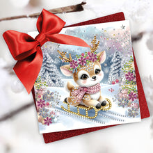Load image into Gallery viewer, 6Pcs Christmas Elk Diamond Handmade Card Diamond Daily Wish Card for Adults Kids
