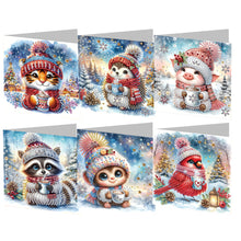 Load image into Gallery viewer, 6Pcs Christmas Elk Diamond Handmade Card Diamond Daily Wish Card for Adults Kids
