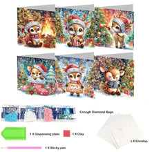 Load image into Gallery viewer, 6Pcs Christmas Elk Diamond Handmade Card Diamond Daily Wish Card for Adults Kids
