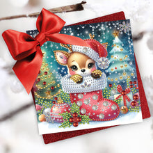 Load image into Gallery viewer, 6Pcs Christmas Elk Diamond Handmade Card Diamond Daily Wish Card for Adults Kids
