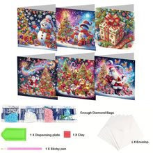 Load image into Gallery viewer, 6Pcs Christmas Elk Diamond Handmade Card Diamond Daily Wish Card for Adults Kids
