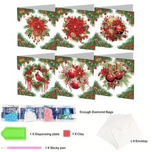 Load image into Gallery viewer, 6Pcs Christmas Elk Diamond Handmade Card Diamond Daily Wish Card for Adults Kids
